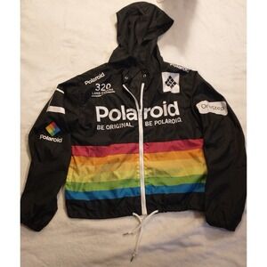 Polaroid Camera Jacket Size Large Windbreaker Advertising Lightweight Retro Hood